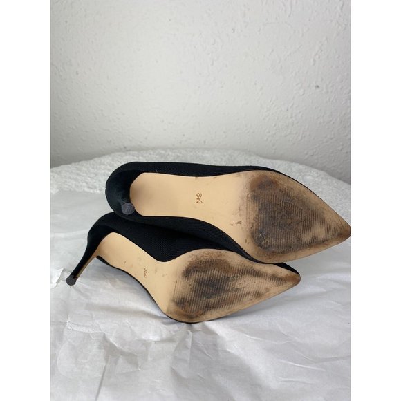 Something Navy Ladies Heeled Booties knit pull on Black pointed toe Size 8 - Picture 4 of 7